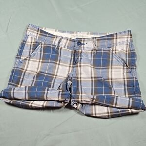 Abercrombie & Fitch Blue & Brown Plaid Moose Womens Shorts Size 00